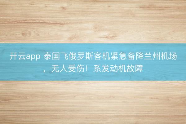 開云app 泰國飛俄羅斯客機緊急備降蘭州機場,無人受傷!系發動機故障