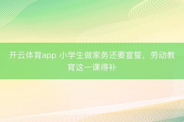 開云體育app 小學(xué)生做家務(wù)還要宣誓，勞動教育這一課得補